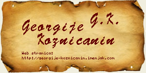 Georgije Kozničanin vizit kartica